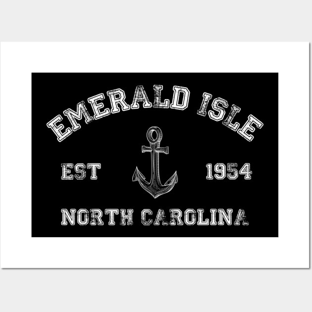 Emerald Isle, North Carolina Vintage Nautical Anchor Retro Wall Art by Contentarama